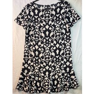 Ann Taylor Black and White Abstract Print Dress